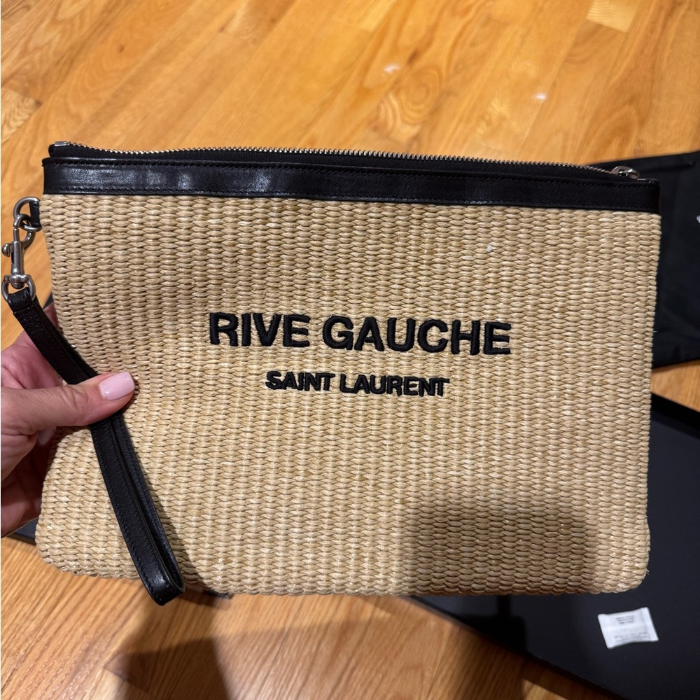 large Saint Laurent Black and Tan clutch Bag wristlet
